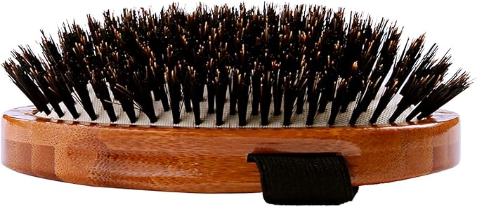 Bass Luxury Grade Pet Brush | Shine & Condition | 100% Pure Natural Bristle - Firm | Large Palm Design | Natural Bamboo Handle | Solid Finish | Bass Brushes Model #A2-DB