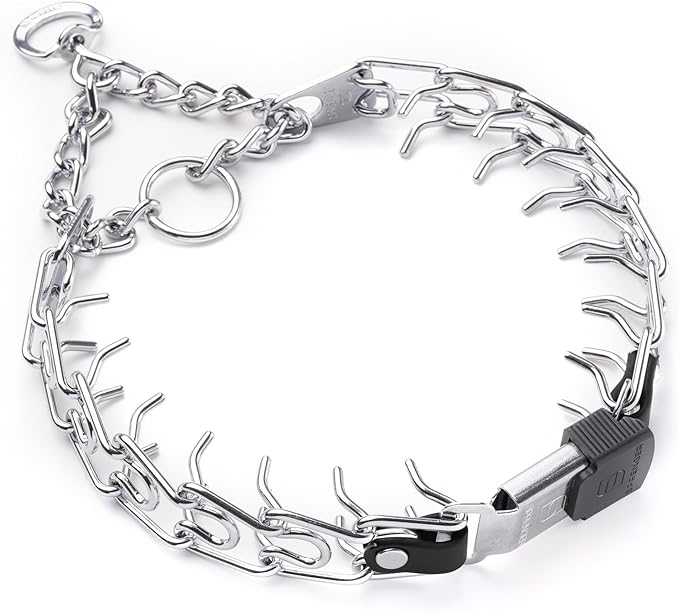 Herm Sprenger Prong Collar with Quick Release Cliclock Buckle & Short Links & Biothane Insert | Chrome Plated Steel No Pull Dog Training Collar Made in Germany, 20in x 3.0mm Necks up to 16-17in, Black