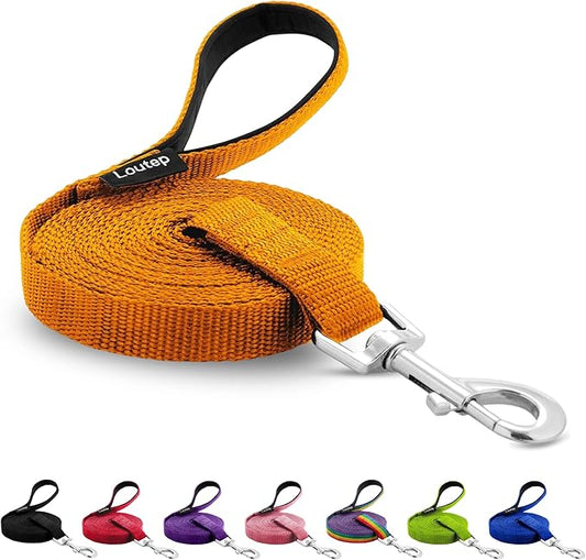 Dog Training Leash - Long Line for Recall & Obedience, Nylon Training Lead with Padded Handle, 15 ft / 20 ft / 30 ft / 50 ft / 100 ft - Long Leash for Dogs Outside, Small/Medium/Large