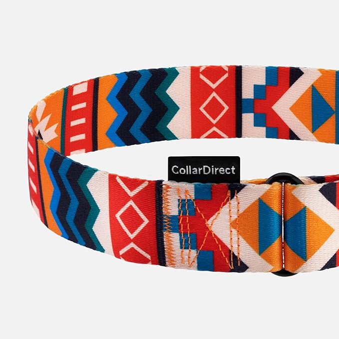 CollarDirect Aztec Martingale Collars for Dogs Heavy Duty Tribal Pattern Safety Nylon Training Collar Large Medium Small (Sunny Tidal, XL, Neck Size 19"-24")