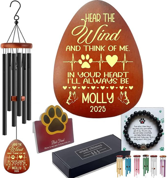 Personalized Pet Memorial Wind Chime, Personalized Dog Memorial Gifts for Loss of Dog, Dogs Wind Chimes, Pets Loss Passing Away Remembrance Bereavement Gift, Sympathy Gifts of Pet