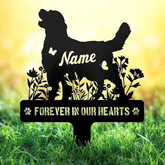 Custom Golden Retriever Goldie Dog Memorial Stake, Personalized Dog Grave Marker, Metal Pet Tombstone, Outdoor Sympathy Sign for Garden Yard Decor, Pet Loss Gift