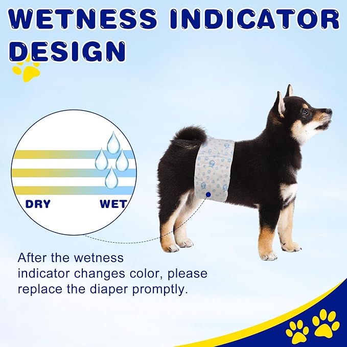 XPCARE 50 Count Disposable Male Dog Diapers, Male Dog Wraps,Super Absorbent Leak-Proof Fit (Medium)