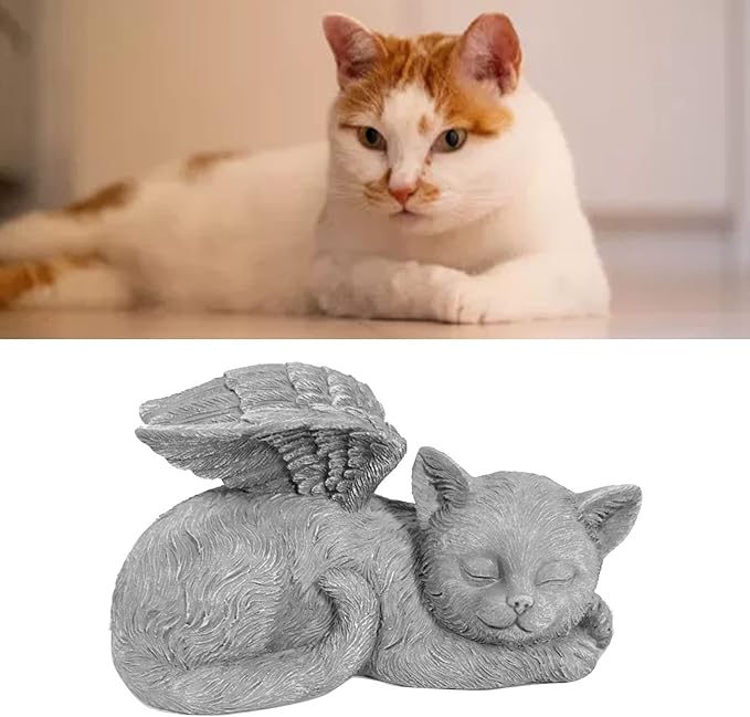Yosoo Health Gear Pet Memorial Statue, Sleeping Angel Cat Sculpture, and Sunproof, 7.8oz