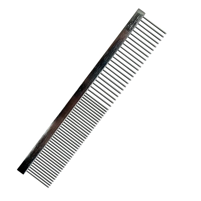 Ancol Ergo Metal Comb - Silver Grooming Tool for Dogs and Cats - Dual Sided Stainless Steel Pins for Detangling and Smoothing - Gentle on Skin - 7" Size