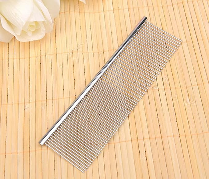 1Pc Grooming Comb Dematting Removing Dead, Matted or Knotted Hair Stainless Steel Pet Grooming Comb for Cats, Dogs (Small)