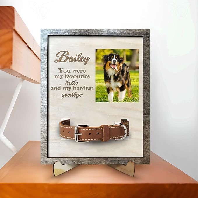 V-DECORPARKS Dog Memorial Picture Frame, Memorial Pet Collar Frame, Dog Memorial Gifts For Loss Of Dog, Pet Memorial Gifts, Dog Collar Frame, Custom Image Pet Memorial Frame, Style_02