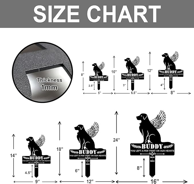 Personalized Pet Memorial Grave Marker, Custom Pet's Name Cemetery Decorations for Funerary, Metal Pet Garden Stake, Outdoor Sympathy Pet Stake Plaque Gift for Loss Dog