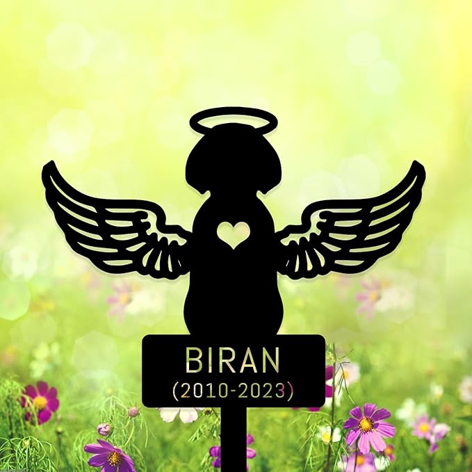 Personalized Pet Memorial Grave Marker, Custom Pet's Name Cemetery Decorations for Funerary, Metal Pet Garden Stake, Outdoor Sympathy Pet Stake Plaque Gift for Loss Dog