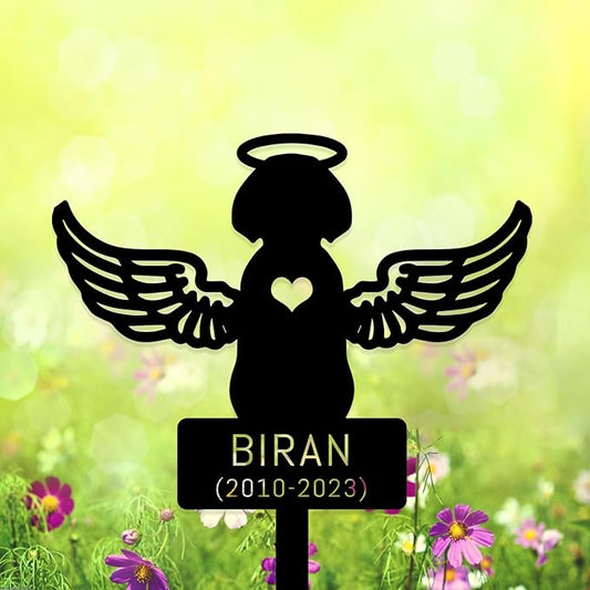 Personalized Pet Memorial Grave Marker, Custom Pet's Name Cemetery Decorations for Funerary, Metal Pet Garden Stake, Outdoor Sympathy Pet Stake Plaque Gift for Loss Dog