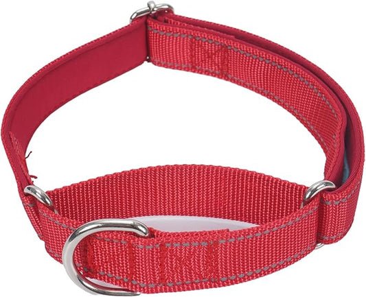 SGODA Martingale Dog Collar, Reflective Nylon Padded Dog Training Collars for Large Dogs, Red L