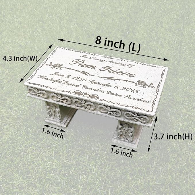 Personalized Bench Memorial Stones for Pet, Laser Engrave Pet Grave Markers Dog Headstone Cat Tombstone Outdoor Memorial Garden Stones Loss of Pet Memorial Sympathy Gifts