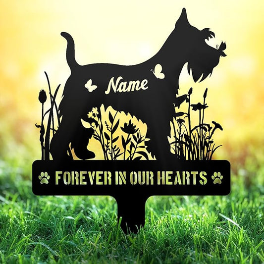 Custom Mini Schnauzer Mini Schnauz Dog Memorial Stake, Personalized Dog Grave Marker, Metal Pet Tombstone, Outdoor Sympathy Sign for Garden Yard Decor, Pet Loss Gift