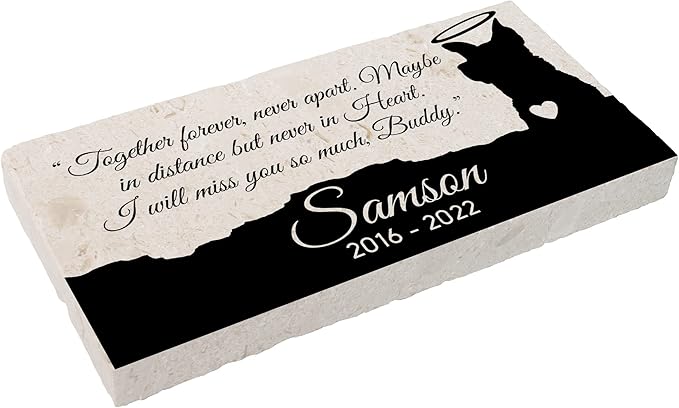 Personalized Pet Memorial Stone, 6x12 Custom Limestone Pet Grave Markers as Keepsake or Pet Remembrance, Thoughtful Pet Loss Gifts for Bereaved Pet Owners, Personalized Memorial Gifts (Samson)