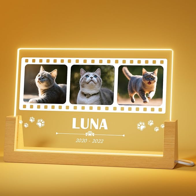 Bemaystar Personalized Pet Memorial Gifts - in Memory of Dog Night Lights, Custom Dog Memorial Gifts for Loss of Dog, Pet Loss Gifts, Memorial Plaques for Dogs, Pet Picture Frames Memorial Gifts
