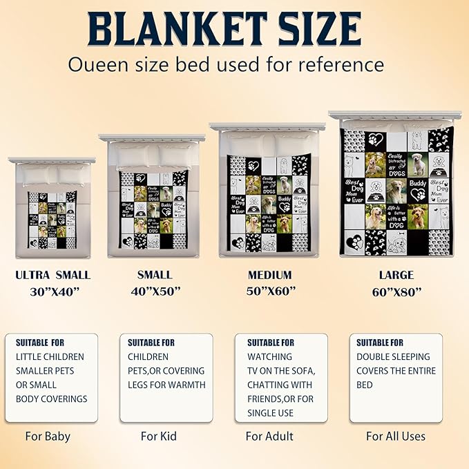 Personalized Pet Memorial Gifts, Custom Throw Blanket with Pet Photo & Name, Customized Pet Memorial Gifts for Loss of Dog Cat, Puppy Bereavement/Passing Away Gifts, Remembrance Gift for Dog Mom Dad