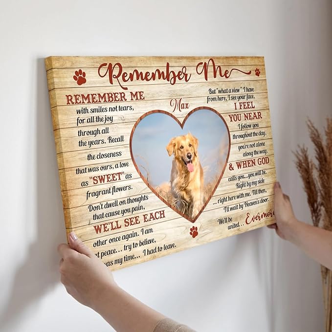Dem Canvas Personalized Photo Canvas Prints, Dog Loss Gifts, Remember Me, Pet Photo Memorial Gifts For Dog Lover, Dog Death Sympathy Gifts, Cat Memorial Print Photos Pet Loss Gift (24x16)