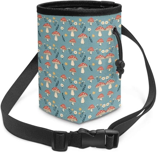 Red Mushroom Floral Puppy Treat Bag 3 Ways to Wear, Dog Treat Bag Treat Snack Bags Dog Treat Carrier Holder Training Bag for Treats, Kibbles, Toys & Accessories