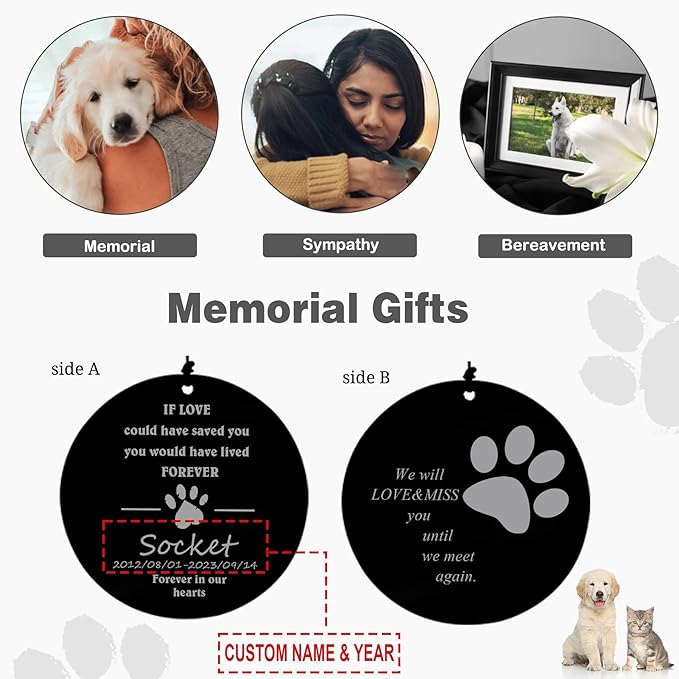 Pet Personalized Name 30" Wind Chimes, Produced in USA Pet Memorial Gifts for Loss of Dogs, Custom Dog Remenbrance Gift in Memory, Sympathy Family Love Pets Dog Cat Gift for Son Daughter