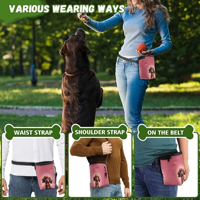 Dachshund Dog Treat Bag Animal Walking Snack Container, Puppy Dog Training Treat Bag Dog Food Dispenser Treat Snack Bags for Pet Puppy Travel or Outdoor Use