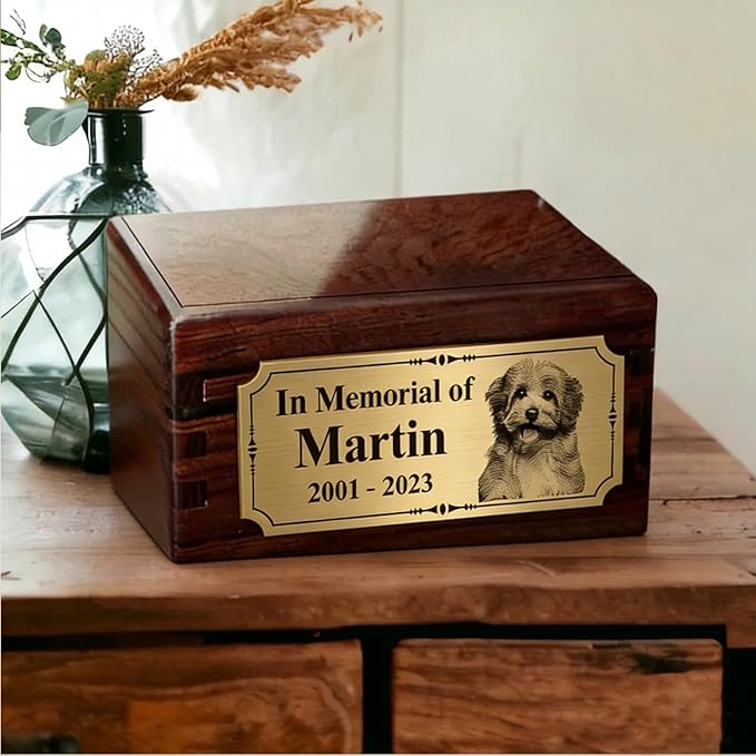 Engraved Pet Memorial Plaques with Photo for Urn, Custom Brass Plaque 3x1/3x1.5/4x2