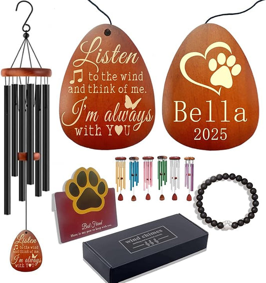 Personalized Dog Memorial Gifts for Loss of Dog, Personalized Pet Memorial Wind Chime, Pets Loss Passing Away Remembrance Bereavement Gift, Custom Sympathy Gifts of Pet