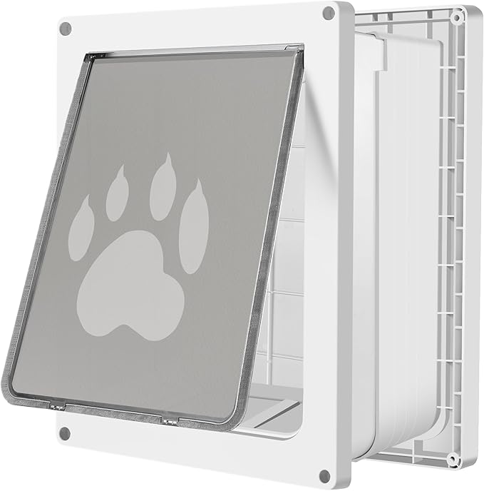 Large Dog Door for Wall,Thickened Dog Door, 3 1/2" - 8" Adjustable Tunnel, Weatherproof Door for Dogs, Magnetic Flap with Insulation,Strong and Sturdy,Snap-in Closing Panel Included (Large)