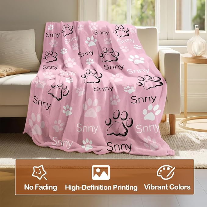 Bemaystar Custom Dog Blanket - Ships Next Day Dog Blankets for Small Dogs Personalized Blanket with Name Personalized Gift for Dogs Cat Kids Friends Couples