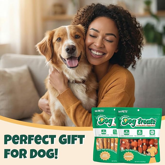 M-PETS Chicken Wrapped Dog Treats 30 pcs Rawhide Chews Sticks, Puppy Training Treat, Snacks for Small and Medium Dogs