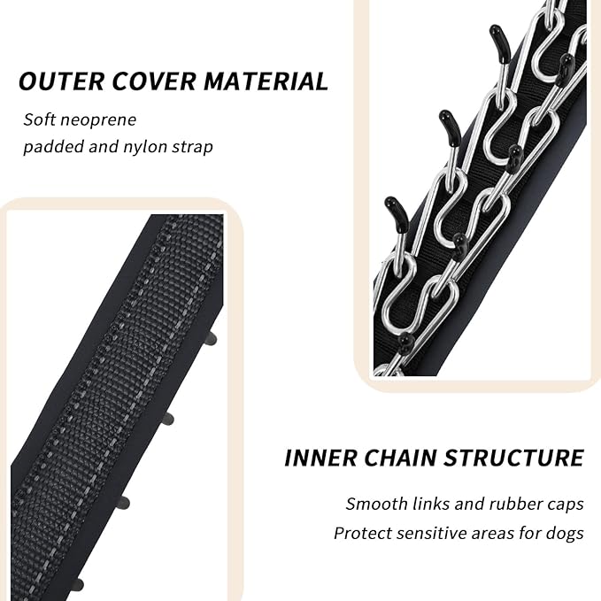 Martingale No Pull Dog Collar for Large Medium Small Dogs, Heavy Duty Nylon Reflective Adjustable Anti Pull Slip Collar with Buckle for Training Walking L Black Black