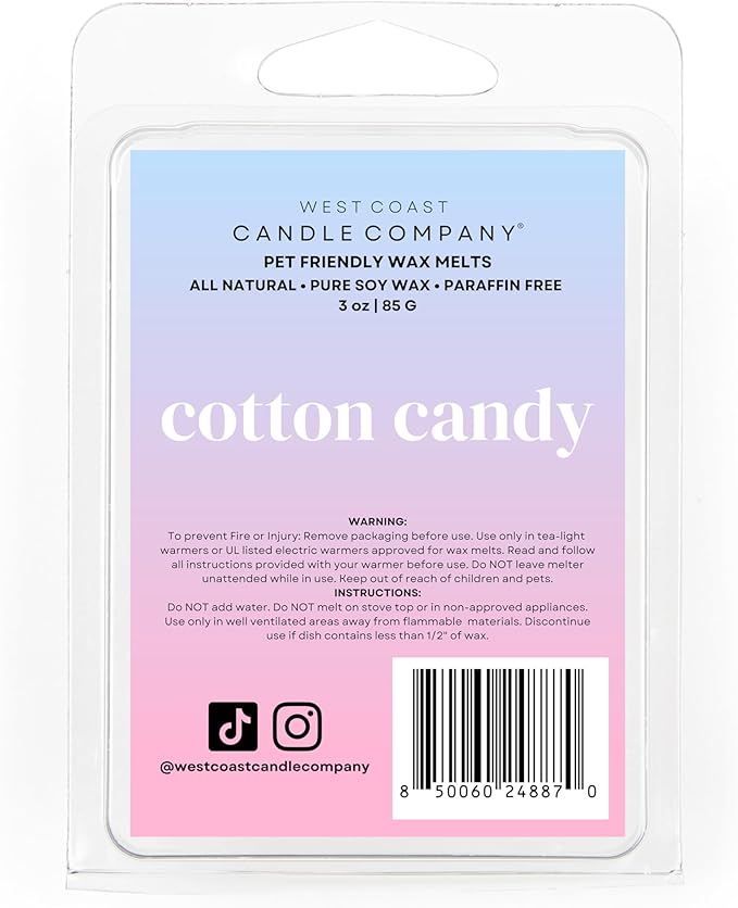 Pet Safe Wax Melts for Dogs | Non Toxic Soy Wax Melts | Natural, Paraffin-Free, Clean Burning | Odor Eliminating Wax Cubes | Cotton Candy