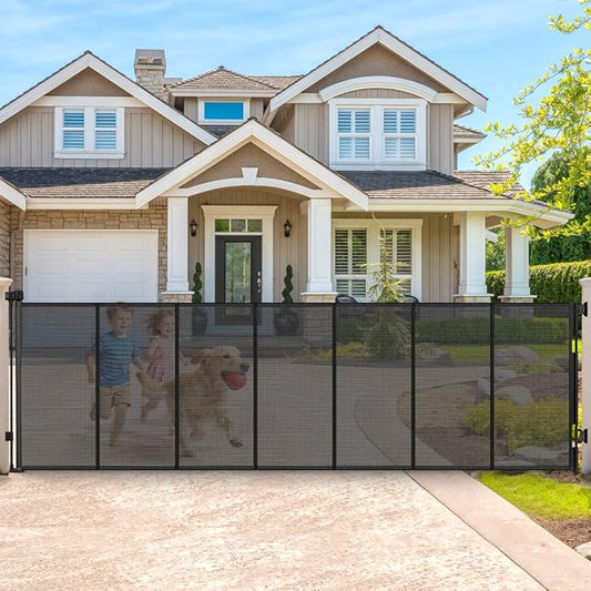 200" Retractable Baby Gates Extra Wide Dog Gates for Doorways, 48" Extra Tall Pet Gate Retractable Dog Gate, Long Baby Gate Retractable Fence Outdoor, Driveway Gate Retractable Garage Gate, Black