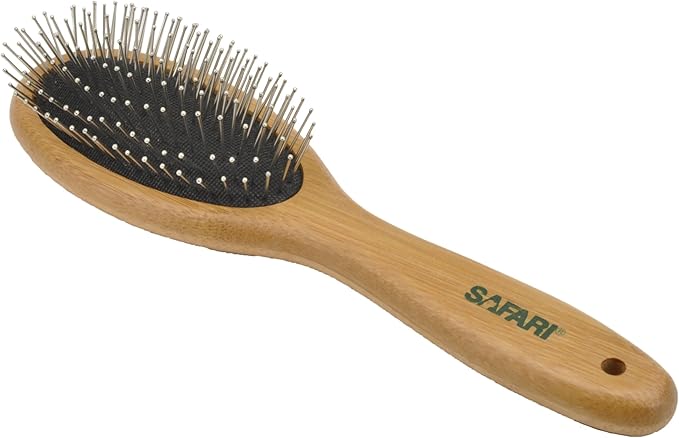 Coastal Pet Safari Wire Pin Dog Brush with Bamboo Handle - Large - General Dog Grooming Brush for Short and Long Hair - Eco-Friendly Handle
