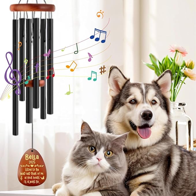 Personalized Dog Memorial Gifts for Loss of Dog, Custom Pet Memorial Wind Chime, Pets Loss Passing Away Remembrance Bereavement Gift, Custom Sympathy Gifts of Pet