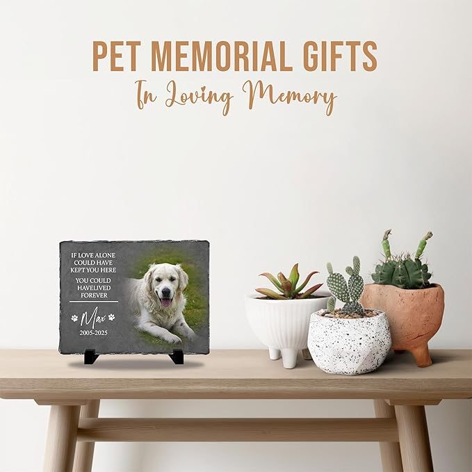 Personalized Memorial Stone with Photo – Custom Dog Remembrance Gift for Garden or Indoor Use, Loss Keepsake for Dogs, Thoughtful Tribute Marker for Healing and Memory