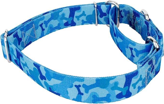 Country Brook Petz - Blue Bone Camo Martingale Dog Collar - Camouflage Collection Featuring Rugged Designs (1/2 Inch, Extra Small)