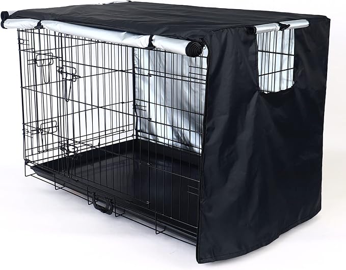 kefit Dog Crate Cover 54 inch, Kennel Cover for Wire Dog Cage, Black