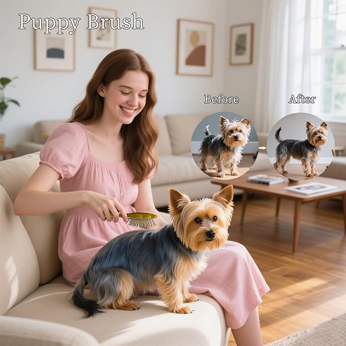 Gentle Cloud Air Cushion Brush Small Dogs Grooming with Gift Box, Fit for Yorkie, Shih Tzu, Pomeranian, Maltipoo, Maltese, Toy poodle, Puppy Essentials (Yellow)