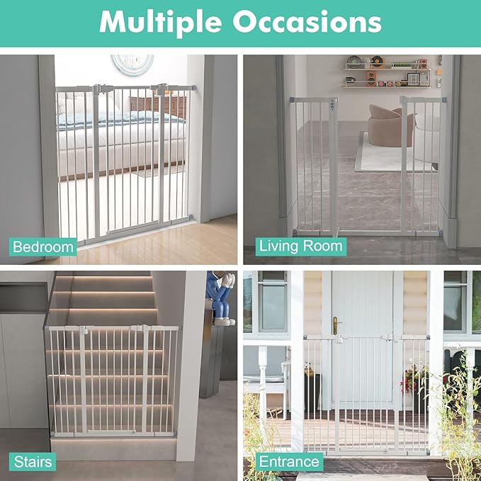 Kinfant 41'' Baby Gate for Stairs, Dog Gate Indoor, Extra Tall Pressure Mounted Baby Gate, Walk Thru Child Gate with Door, Fits Between 29.1" and 44.9" Child Safety Gate, Easy Assembly