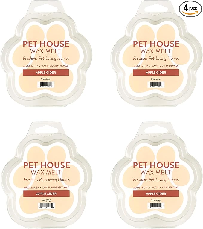 One Fur All Pet House Scented Wax Melts for Warmer - Long-Lasting Pet Friendly Plant Based Soy Wax Melts - Apple Cider Pack of 4