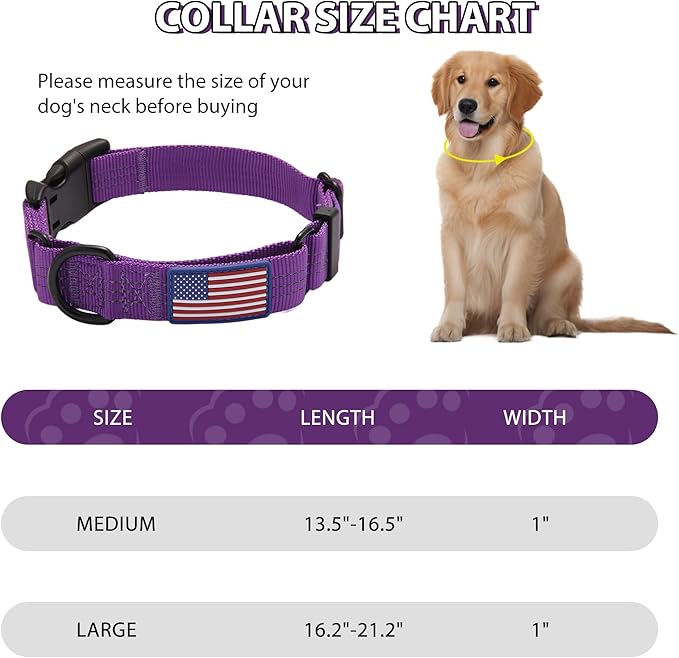 Martingale Dog Collar Quick Release Buckle No Pull Reflective Non-Slip for Medium Large Dogs Training (Purple, Large)