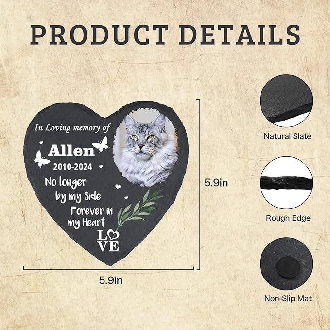 Cowcute Personalized Pet Memory Stone for Cat, Customized in Loving Memory Pet Remembrance Plaque Garden Stones, Dog Memorial Stones for Loss of Dog, Pet Memorial Gifts for Cat Mom Dog Lover Owner
