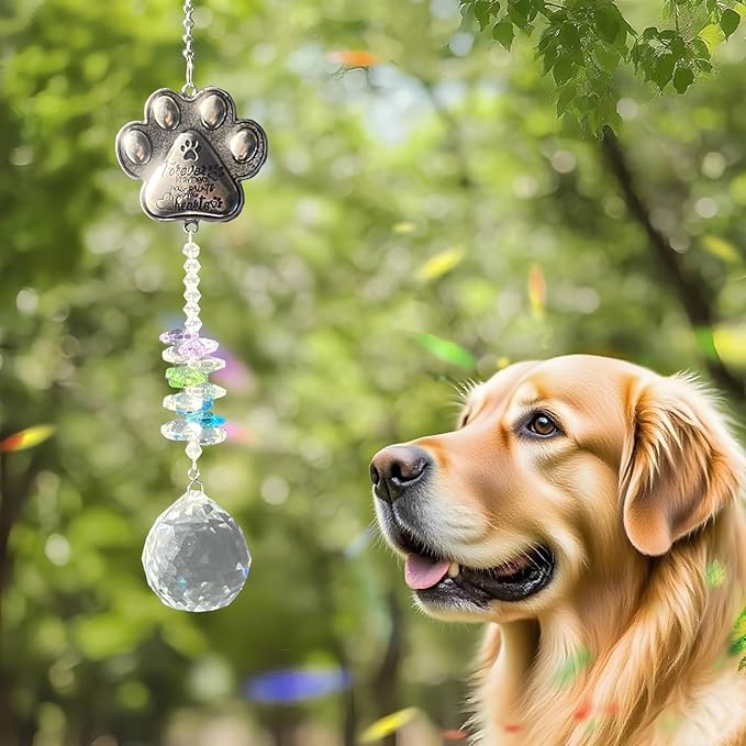 Dog Memorial Gifts for Loss of Dog,Pet Memorial Suncatcher,Pet Memorial Sympathy K9 Crystal Sun Catcher,Thoughtful Dogs and Cats Remembrance, Bereavement Gifts (Clear)
