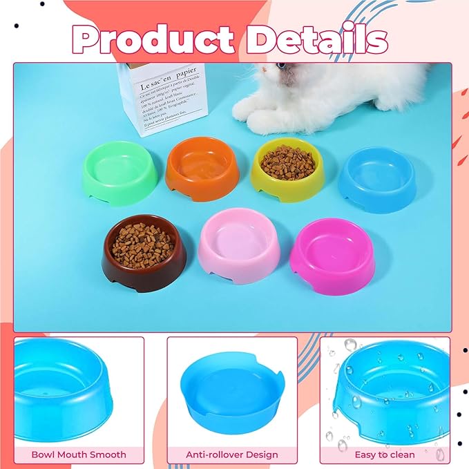 35 Pcs Puppy Dogs Birthday Party Supplies Plastic Dog Bowls Bulk Reusable Food Feeding Water Pet Bowl for Cat Paw Party Favor (7 Colors)