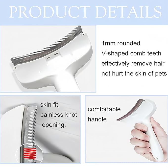 V-Tooth Deshedding Comb, Tooth Deshedding Comb for Pets Dog & Cat Grooming Brush Multifunctional Pet Comb with Ergonomic Handle for Shedding, Tight V-Shaped Teeth Shedding Combs (Green, Large)