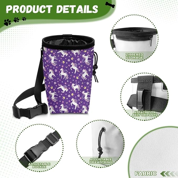 Rainbow Horse Dog Walking Bag Puppy Training Pouch, Puppy Dog Training Treat Bag Pet Training Walking & Rewarding Holder with Waistband Easy to Carry
