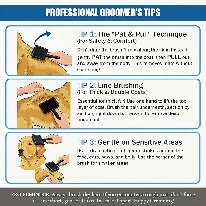 Large Slicker Brush for Dogs, 4-in-1 Beech Wood Long Pin Dog Brush Grooming Kit for Pets, Professional Deshedding Brush Set for Doodles,Goldendoodles & Thick Coats, Black
