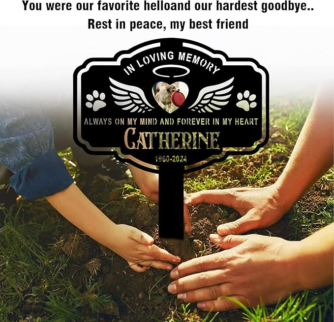 Custom Metal Pet Grave Markers Dog Memorial Plaque, Waterproof Dog Grave Markers Outdoor, Memorial Garden Decor for Loss of Beloved Pet, Personalized Sympathy Gift for Dogs