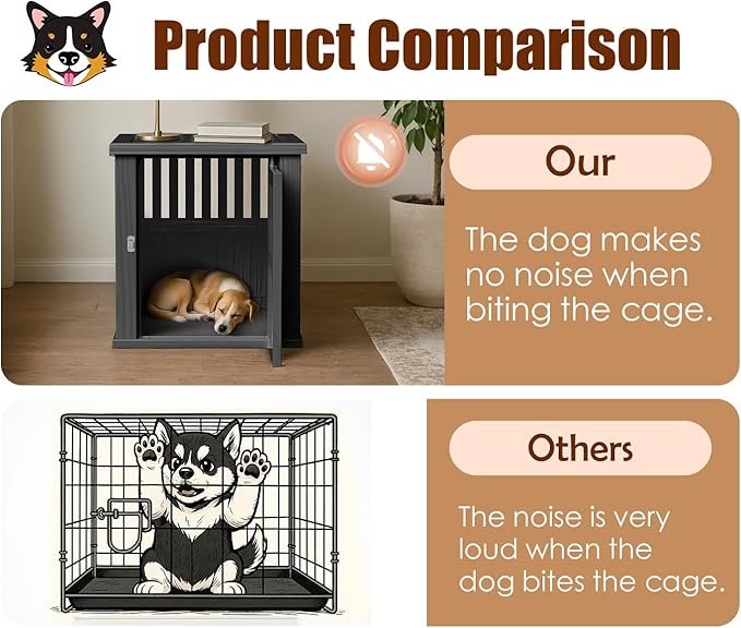 ATMLT Dog Crate Furniture for Medium Dogs, 30" Dog Kennel Indoor with Lockable Latch, Modern Dog Cage End Table, Escape-Proof and Chew-Proof, Durable and Sturdy, Black