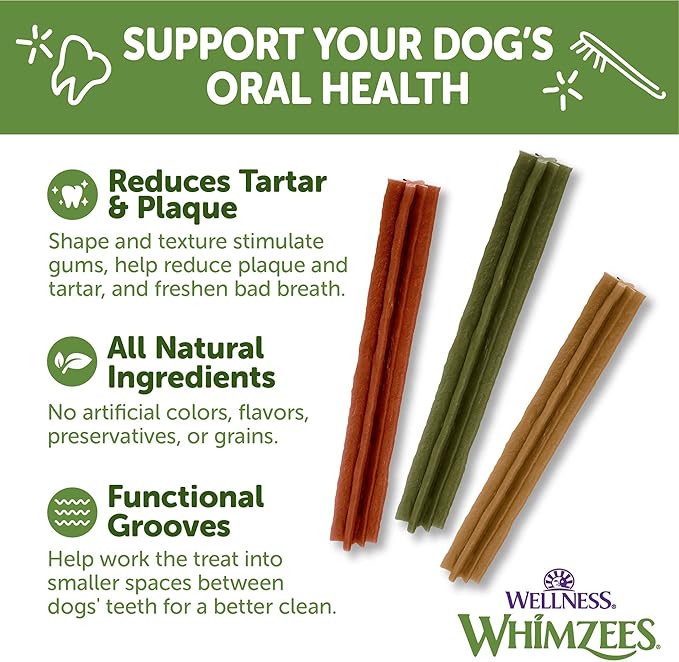 Whimzees Wellness Stix Dog Dental Treats, Large Size Stick, (7 Count)